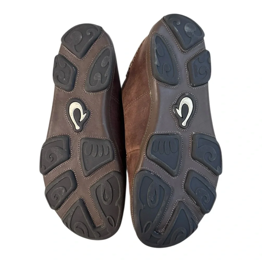 Olukai Nalukai Brown Leather Tie On Loafer‎ Men's Shoe 9.5M